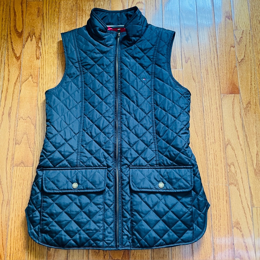Tommy Hilfiger Black Women’s Quilted Vest With Pockets Small